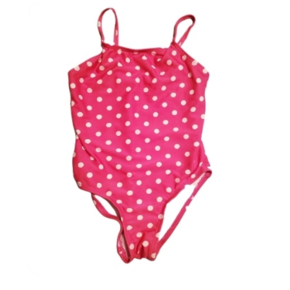 5/25 Breaking Waves Pink with white polka dot 2 piece bathing suit size 5